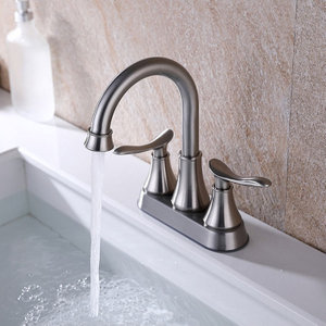 Kaiping Factory Stainless Steel Hot Cold Water Function Bathroom Tap 4" Centerset Basin Faucet 2 Handle