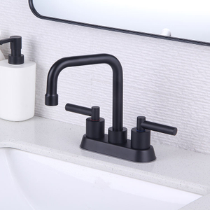 Kaiping Manufacturer Black Dual Handle 4 inch Centerset Bathroom Vanity Faucet with Drain Assembly